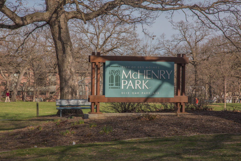 Sign in a park that reads "McHenry Park"